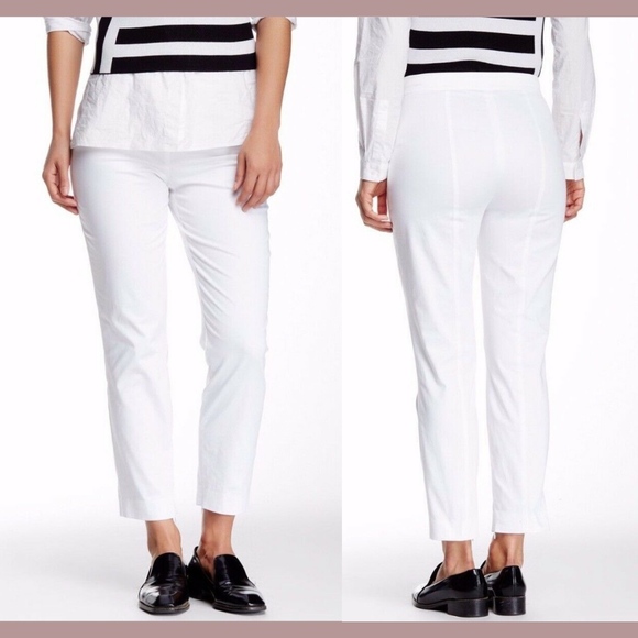 NWT! $265 Theory 'Tonerma Sateen'‎ Stretch Pant White [SZ 8 ] - Picture 1 of 8